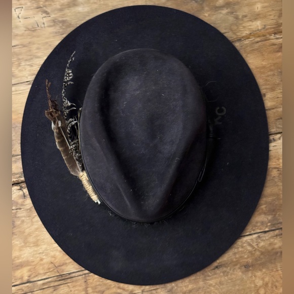 Nick Fouquet 100x Beaver Felt Flat Brim Hat 6 7/8 55 Kemosabe Teressa Folgia - Picture 3 of 5